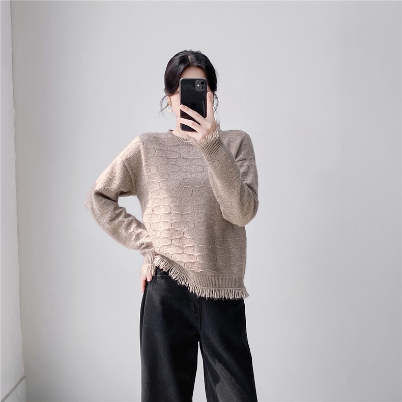 2025流苏打底衫百搭时尚简约，女装针织衫/毛衣，织纯羊绒