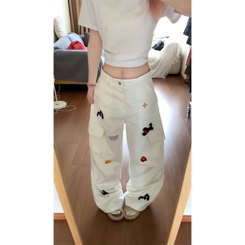 【有货】A9027CC-特P53趣味小狗刺绣工装休闲裤男女,男装工装外套,星座1007（原301D）