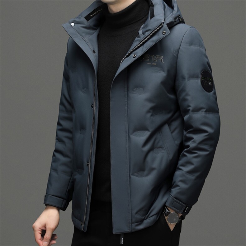 男士可脱卸帽羽绒服冬季新款休闲上衣中年男装保暖加厚灰鹅绒外套,男装羽绒服,电商B212（原钱塘6029）