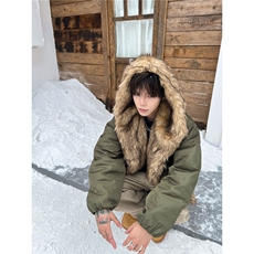 高级大毛领连帽座山雕棉服男冬季加厚保暖工装派克服棉袄，男装棉衣，星座506A