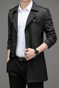 ZL12158男士2022年春季新款长袖外套休闲翻领青年中长款风衣P170图片