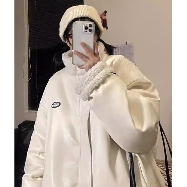 pu皮羊羔毛外套男女冬加厚两面穿棉服韩版宽松ins棉袄潮M8005,男装皮衣,星座1116A（原606A-3）