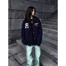 美式棒球服外套男女春秋2025新款青少年复古宽松休闲潮牌情侣夹克，男装夹克，星座506A