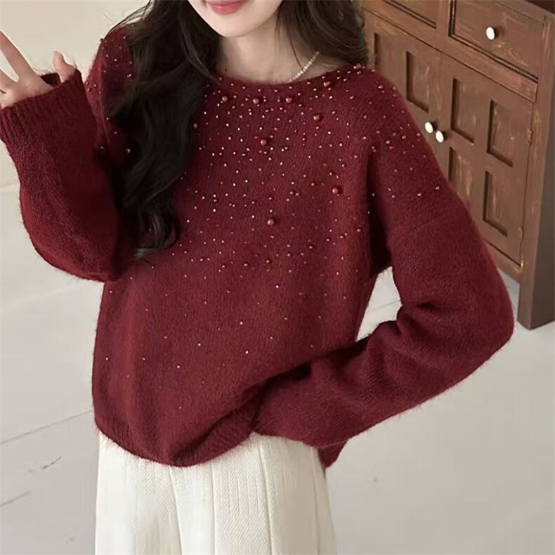 毛衣女冬季加厚外穿内搭套头圆领短款小个子时尚针织衫打底衫上衣,针织衫/毛衣,暖姿羊绒