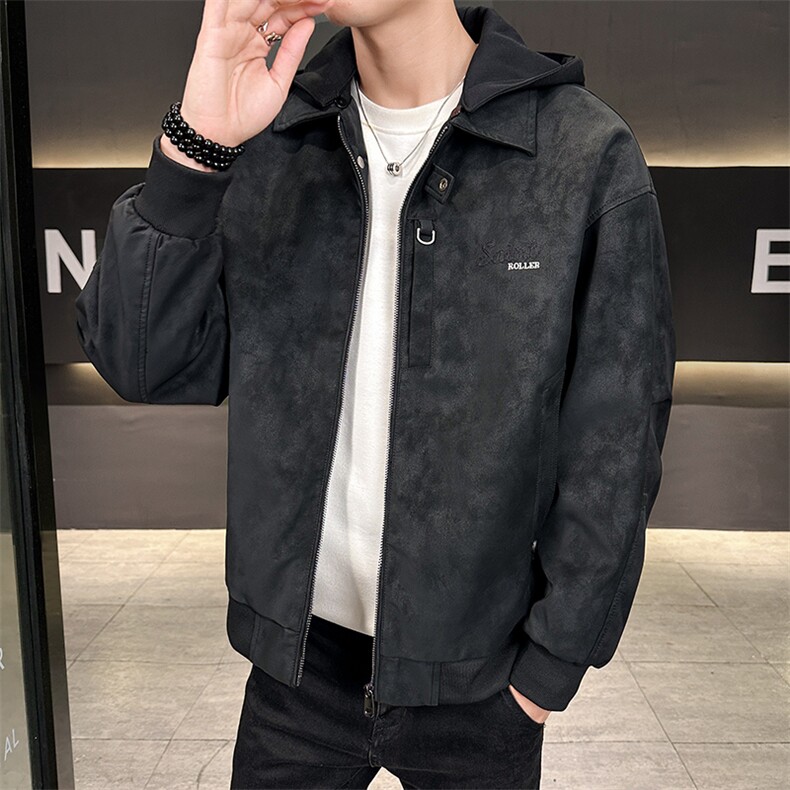 可拆卸帽皮衣男时尚2025秋款连帽皮夹克男外套上衣B317/812/P145,男装皮衣,电商B317