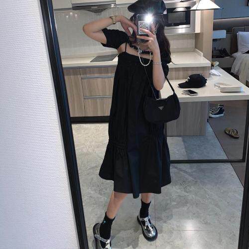 泡泡袖小黑裙，女装，XTZ style