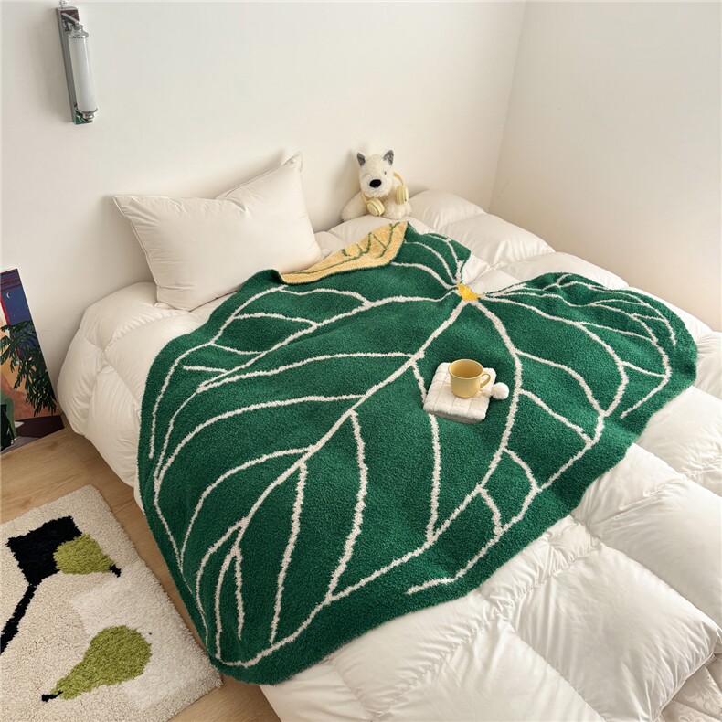 新款A类半边绒异形毯有趣大叶子毛毯，毯子，一起卖家纺