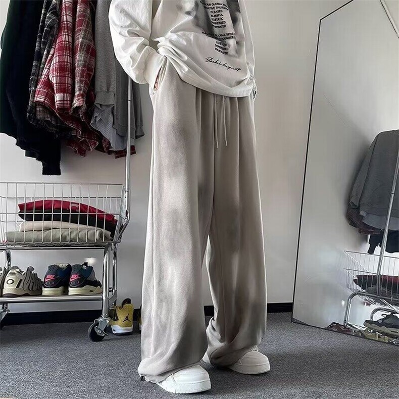 现货2025春季新款加厚hiphop运动卫裤慵懒休闲裤个性K7653-P45,男装休闲裤,星座512-3