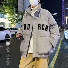 港风夜景字母印花时尚面包服白鸭绒羽绒服A247-YR213P195控258，男装羽绒服，电商A247