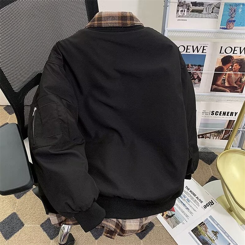 假两件拼接小众棒球服棉衣男士冬季保暖设计感外套男生潮,男装棉衣,星座410-6（原星座1304-1）