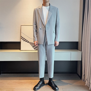轻熟风男装西服套装两件套帅气微宽松简约百搭W2117图片