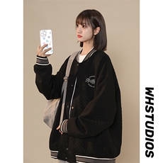 2024新款中性球服外套男士春秋季设计感提花夹克男生休闲上衣服，男装夹克，电商A409-1