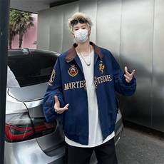 夹克男士韩版潮流高街字母刺绣宽松2024冬季新款ins外套W6298-P75，男装夹克，星座412-3