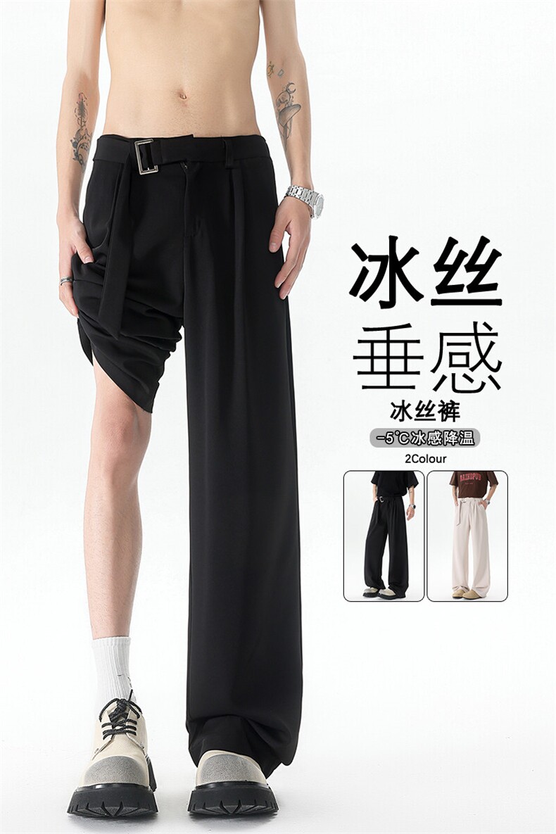 黑色斜切弯刀卫裤男秋季美式高街重磅直筒运动裤cleanfit阔腿裤子,男装休闲裤,电商B238