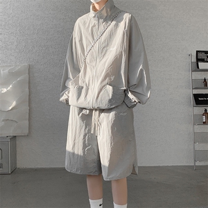 8XL-M 特大码冰丝防晒服短裤套装男户外防晒衣运动外套潮TZ102P65图片