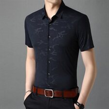 2021夏季新款男士3D印花高工艺衬衫时尚休闲短袖T恤B8866P65，男装衬衫，电商D230