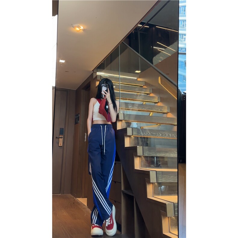 抖音品质运潮流动条纹拼色透气宽松休闲裤B315-K24210-特p35控68,男装休闲裤,电商B315