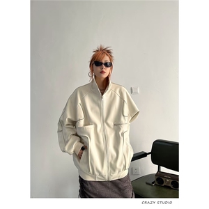 美式复古高街皮衣机车服外套女春秋宽松设计感夹克上衣潮图片