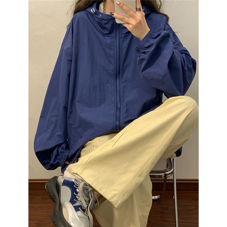 2025夏季新款纯色连帽宽松情侣防晒衣F169/P69,女装防晒衣,星座202-3