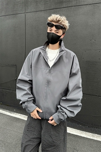 抖音春秋飞行立领休闲纯色复古百搭外套美式教练夹克6188-P43图片