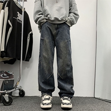 抖音美式高街痞帅潮流百搭牛仔裤N01971-P45，男装牛仔裤，星座308B-1