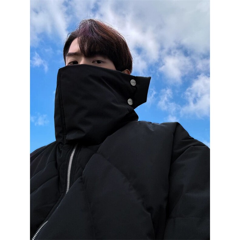 【现货】黑色连帽口罩棉服自制,男装棉衣,星座910A