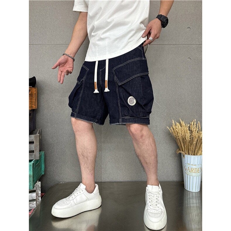 工装牛仔短裤大口袋抽绳男士薄款宽松休闲百搭五分1035-TP55,男装休闲裤,电商A089-1