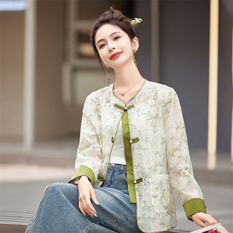 新中式国风防晒衣女夏季小个子宽松薄款复古刺绣镂空蕾丝开衫外套,女装防晒衣,难舍钰依