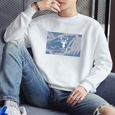 现货2026春装新款小鹿印花卫衣韩版青年大码男士百搭上衣F050-P16图片
