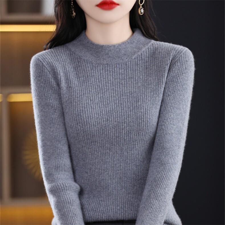配大衣2025秋冬季内搭修身保暖毛衣女纯色针织衫超显瘦百搭打底衫,针织衫/毛衣,暖姿羊绒