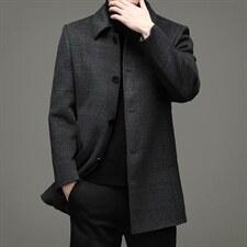 羊毛呢外套男秋冬季翻领妮子风衣羽绒内胆可脱卸大衣ZG2807-P315