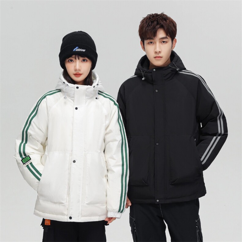 经典三条杠连帽短款时尚韩版白鸭绒羽绒服外穿学生情侣班服，男装羽绒服，星座301D-5(原星座1415）