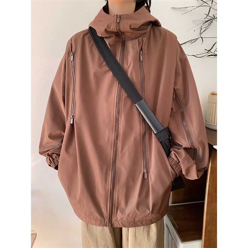 秋季新款潮机能风拉件连帽冲锋衣外套宽松百搭夹克CYJK9126-P80,男装夹克,电商A128