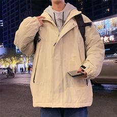 冬季潮牌日系纯色简约加绒加厚保暖防寒休闲棉服外套MY9079-P100，男装棉衣，电商A128
