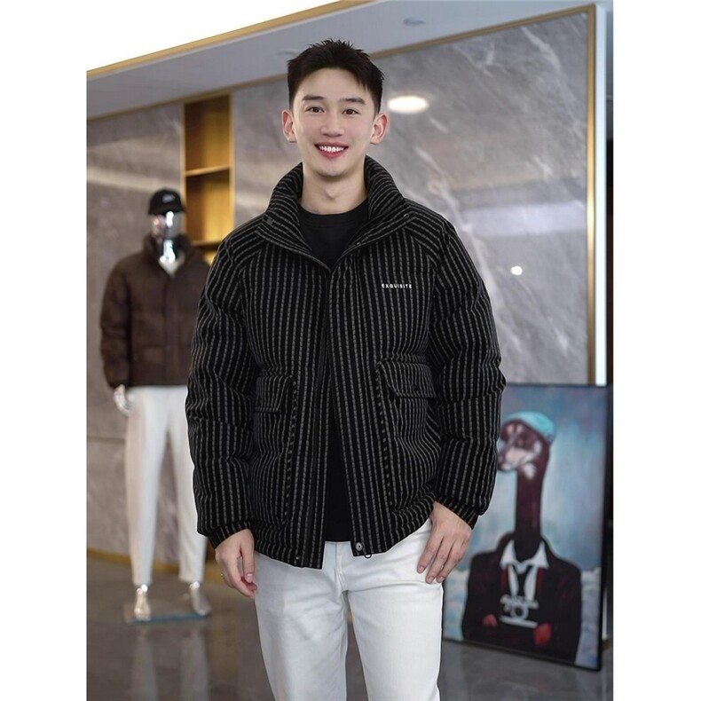 网络图慎用立领皮面羽绒服冬季保暖外套YR095，男装羽绒服，电商D211