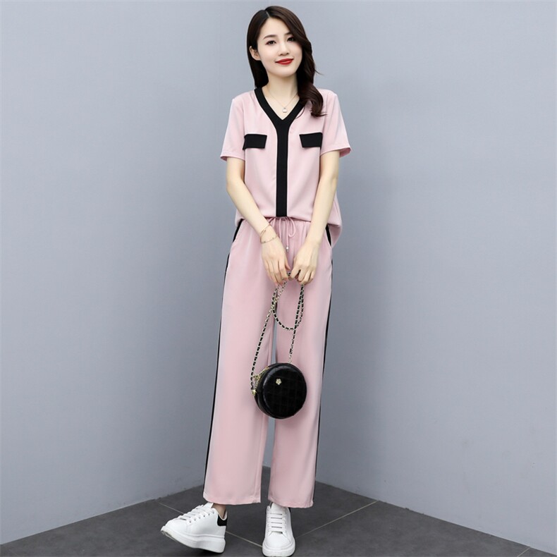 2021年夏季新款女装休气质休闲撞色时尚套装两件套,女装套装/套裙,瑶迪依秀
