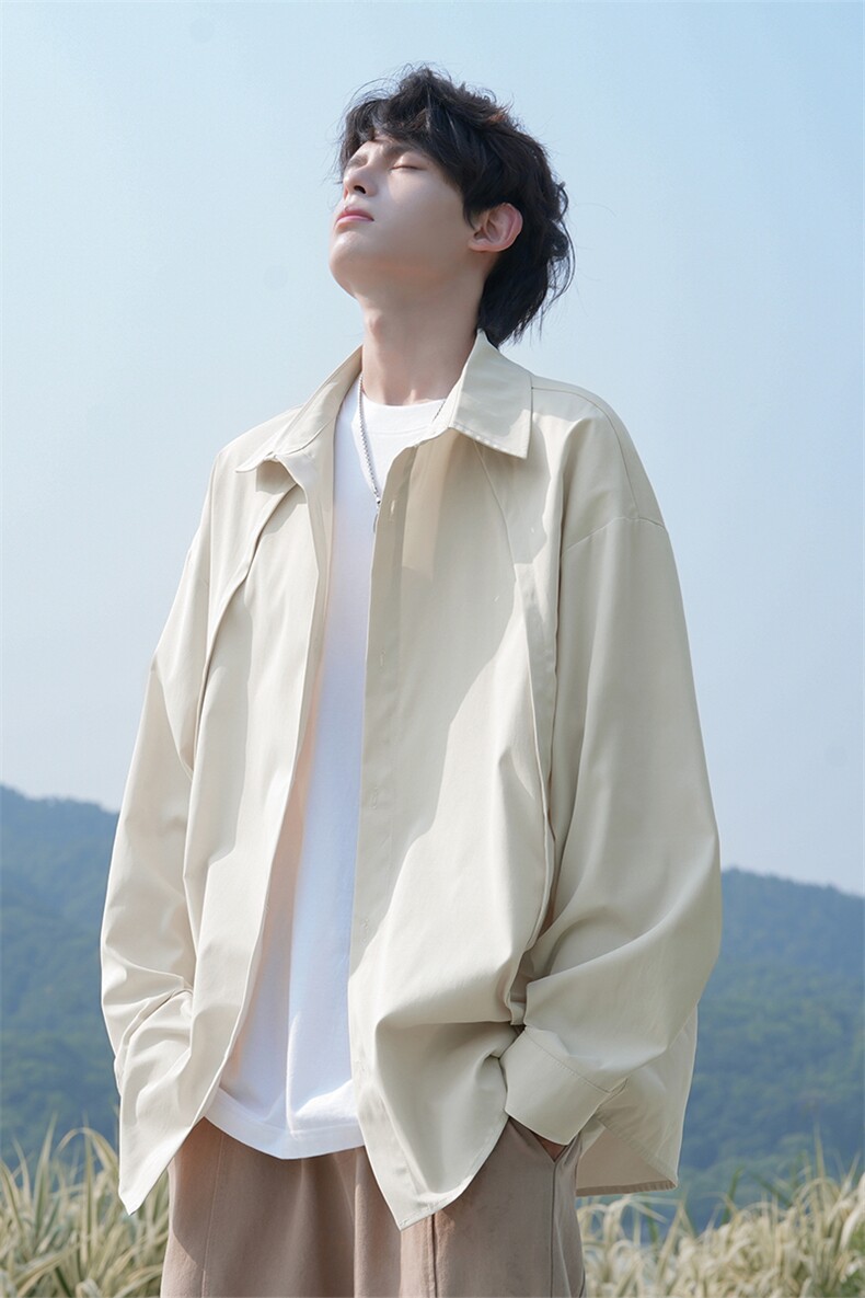 CD5477改长袖C5467特批P30无差价秋季时尚大码拼接衬衫宽松外套男,男装衬衫,电商A001-1
