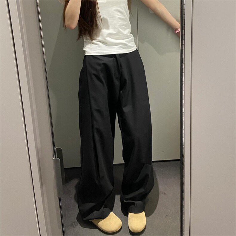 抖音品质现货廓形弯刀休闲褶皱直筒西裤610A-1-YX281-P48,男装西裤,星座610A-1