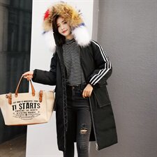 口袋潮流拼接气质时尚休闲中长款长袖2020年冬季羽绒服，女装羽绒服，蝶眷