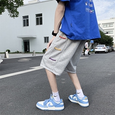 彩绳篮球运动裤男韩高街嘻哈直筒宽松短裤学生五分卫裤K814-P30，男装休闲裤，星座512-2