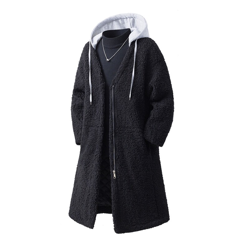 白底假两件中长款大码M-2XL连帽棉衣羊羔毛外套男YG7502P125控168，男装棉衣，星座227-7