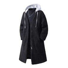 白底假两件中长款大码M-2XL连帽棉衣羊羔毛外套男YG7502P125控168，男装棉衣，星座227-7