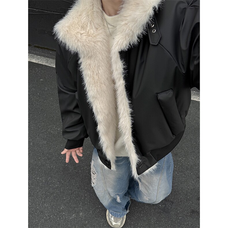 韩系高级感座山雕男女同款冬季PU皮夹棉棉服ZX42批118,男装棉衣,星座307A