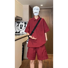 量大优供视频泡泡纱polo衫套装短袖短裤男CP77TZ-特p50，男装牛仔裤，电商B371