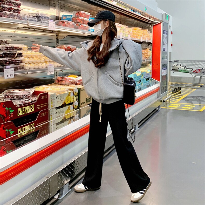 新款灰色连帽空气棉外套显瘦百搭休闲短款女装,女装短外套,新思路