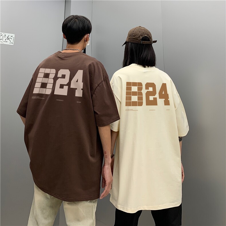 情侣装2026夏装新款美式潮字母印花圆领宽松短袖T恤D275P33,男装T恤,电商A335-1（原A458）