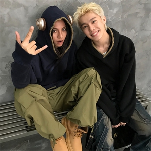 抖音得物高品质二开 25秋冬美式重磅宽松纯色连帽贝壳刺绣卫衣W63图片