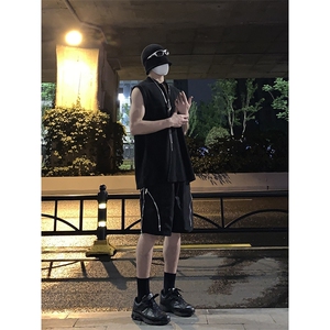 B221 美式ins高街暗黑小众拉链休闲短裤五分裤 LK23058-P55 控78图片