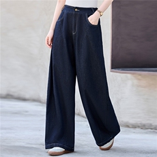 2025年秋季时尚潮流松紧腰阔腿牛仔裤，女装牛仔裤，鑫鑫美