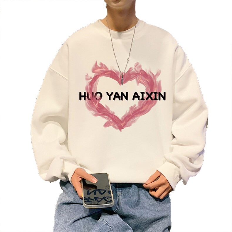 ！秋季印花港风圆领卫衣男大码长袖t恤男WY300-P28加绒款-P33,男装卫衣,电商B371